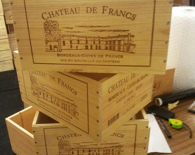 3 x Graded FRENCH WINE BOXES Used wooden crates - Storage solutions hampers shabby chic