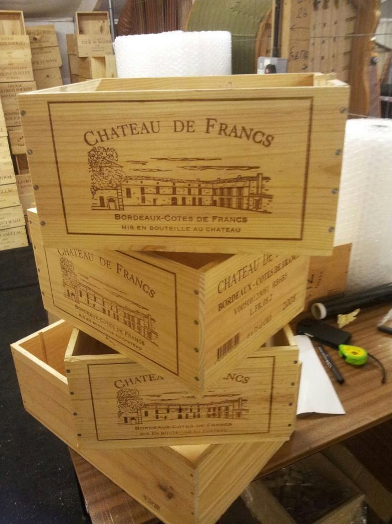 Traditional FRENCH WOODEN WINE Box / Crate / Storage unit 6 bottle size image 2