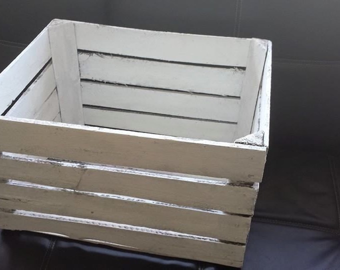 WHITE Painted European apple box fruit crate shabby chic - Ideal toy box, storage shelves, bookcase, wedding display decor, shop display