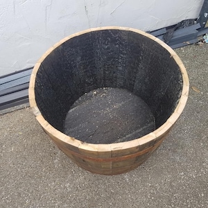 WHISKY OAK BARREL Planter Pot half cut Wooden Keg Barrels ideal for the garden zdjęcie 4