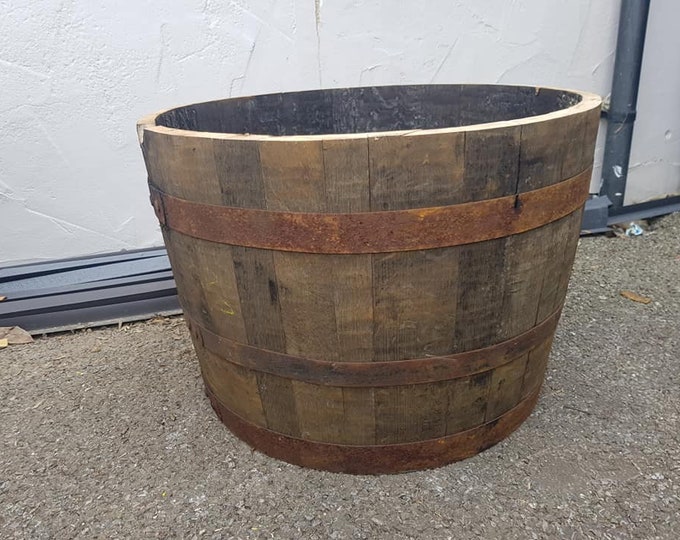 WHISKY OAK BARREL Planter Pot - half cut Wooden Keg Barrels ideal for the garden
