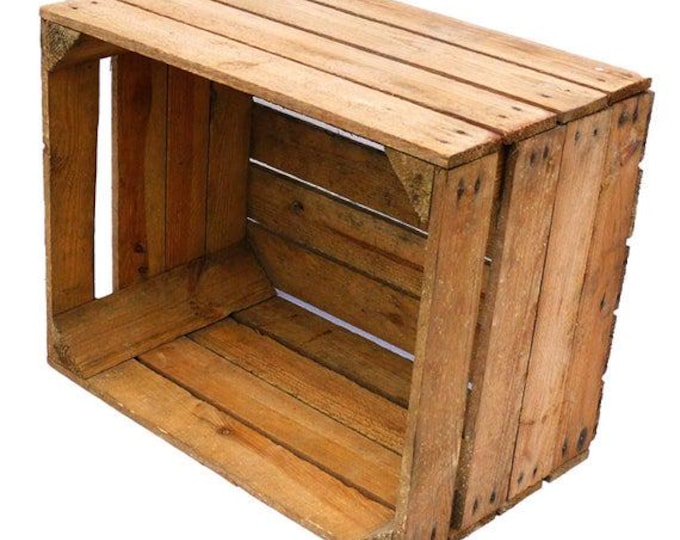 Vintage Wooden Apple Crate, Rustic Wood Box, Wedding Decor, Farmhouse Log Storage, Cottage Living, Photo Prop