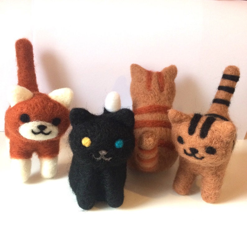 Needle felted cats Neko atsume kittens made to order image 1