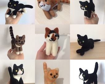 Custom Cat Portrait Needle felted Neko atsume style kittens made to order