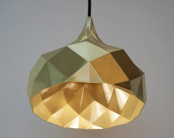 Fibonacci Pendant Light: gold pendant light, geometric pendant light,  gold lampshade, modern, contemporary, unique pendant light