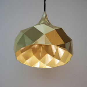 Fibonacci Pendant Light: gold pendant light, geometric pendant light, gold lampshade, modern, contemporary, unique pendant light image 1