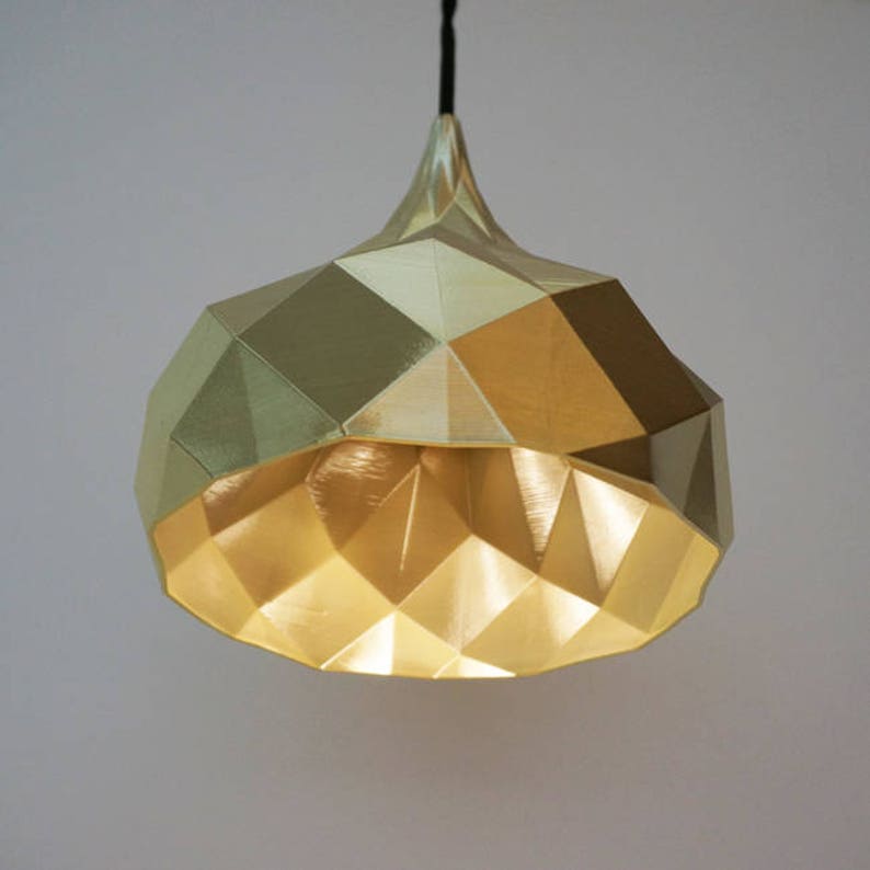 Fibonacci Pendant Light: gold pendant light, geometric pendant light, gold lampshade, modern, contemporary, unique pendant light image 1