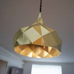 Fibonacci Pendant Light: gold pendant light, geometric pendant light, gold lampshade, modern, contemporary, unique pendant light image 4