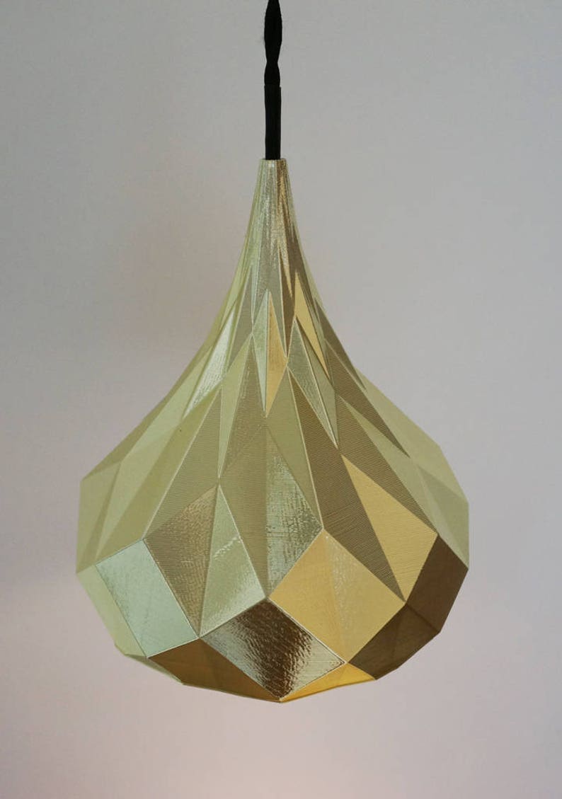 Fibonacci Pendant Light: gold pendant light, geometric pendant light, gold lampshade, modern, contemporary, unique pendant light image 5