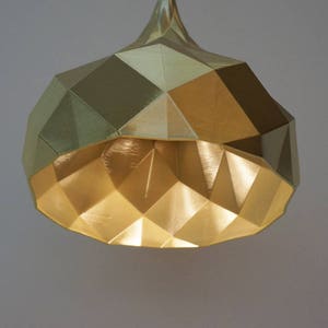 Fibonacci Pendant Light: gold pendant light, geometric pendant light, gold lampshade, modern, contemporary, unique pendant light image 2