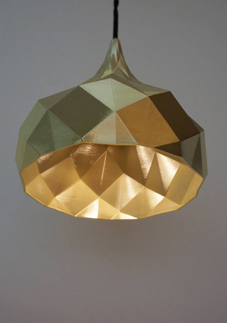 Fibonacci Pendant Light: gold pendant light, geometric pendant light, gold lampshade, modern, contemporary, unique pendant light image 2