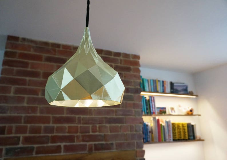 Fibonacci Pendant Light: gold pendant light, geometric pendant light, gold lampshade, modern, contemporary, unique pendant light image 3