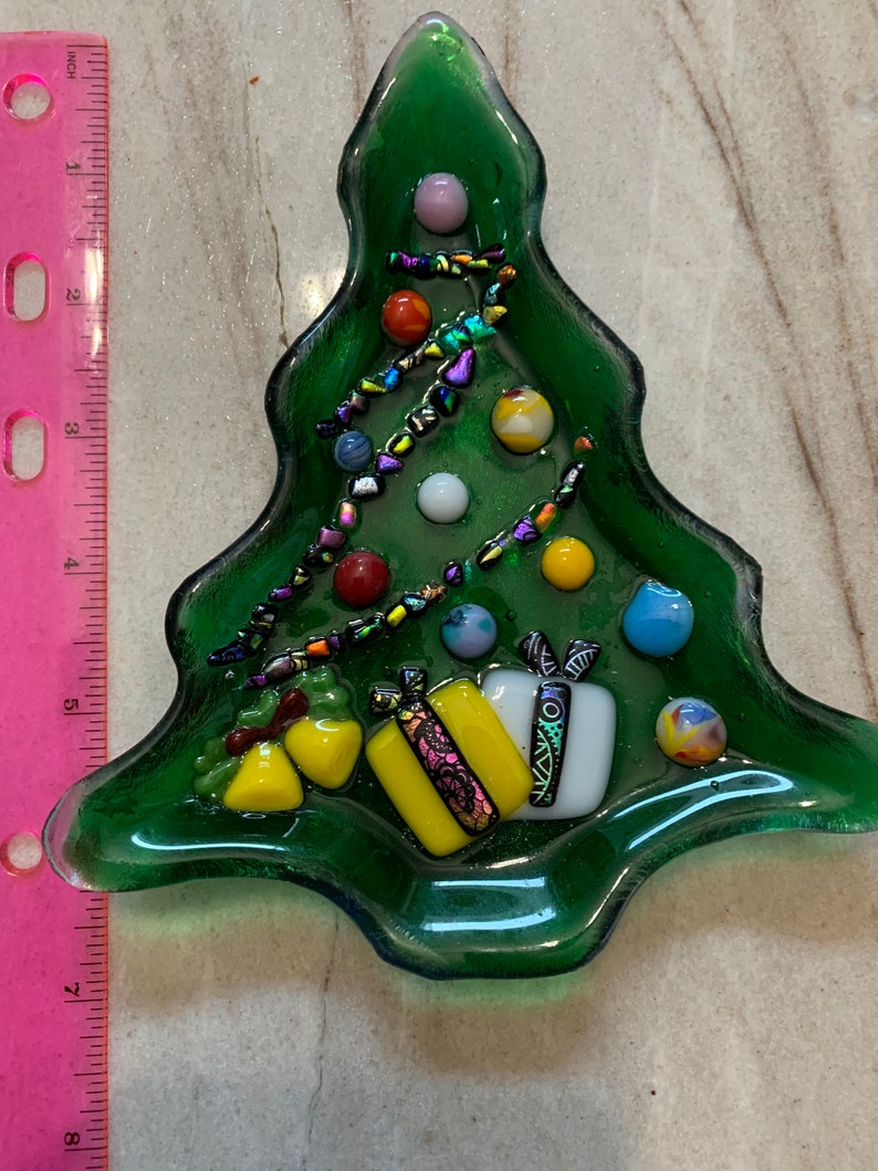 Fused Glass Christmas Tree Christmas Tree Platter Santa Etsy