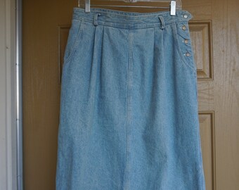 Bandana Lace Floral Print Western Saloon Lizwear English Boho Blue Country Romance Skirt Tea Pleated Small S Liz Claiborne