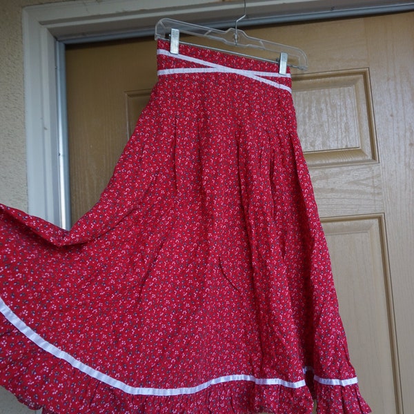 1970s 70s floral prairie skirt extra small size XS