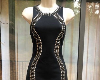 Bebe Black and Silver Studded Mini Dress Size S Tight - Etsy