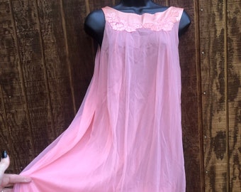 Layered heer overlay vintage long pink nightgown slip large tent loose