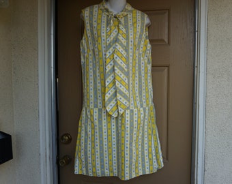 Drop waist vintage 1970s dress 70s estimated large