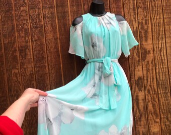 Calvin Klein Cold Shoulder Maxi Floral Dress