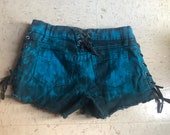 TRIPP tie dye jean denim shorts with laces size 0 XS corset lace up sexy