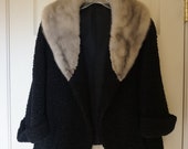 Woman 39 s 1960s fully lined curly lamb fur coat with mink collar 60s