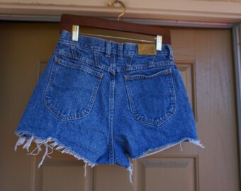 high waisted blue jean shorts