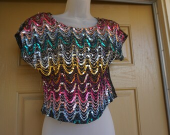 rainbow sequin top plus size