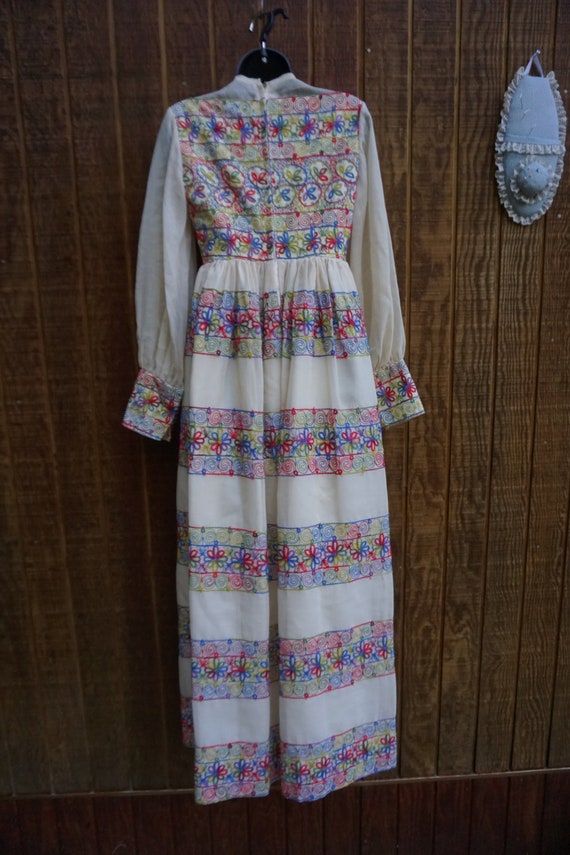 Vintage embroidered prairie dress floral embroide… - image 6