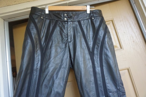 Harley Davidson Leather Pants Size 14 Black Leather Pants L Large -  UK