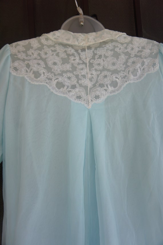 Pastel blue Vintage Sheer Lingerie Robe nightgown… - image 7