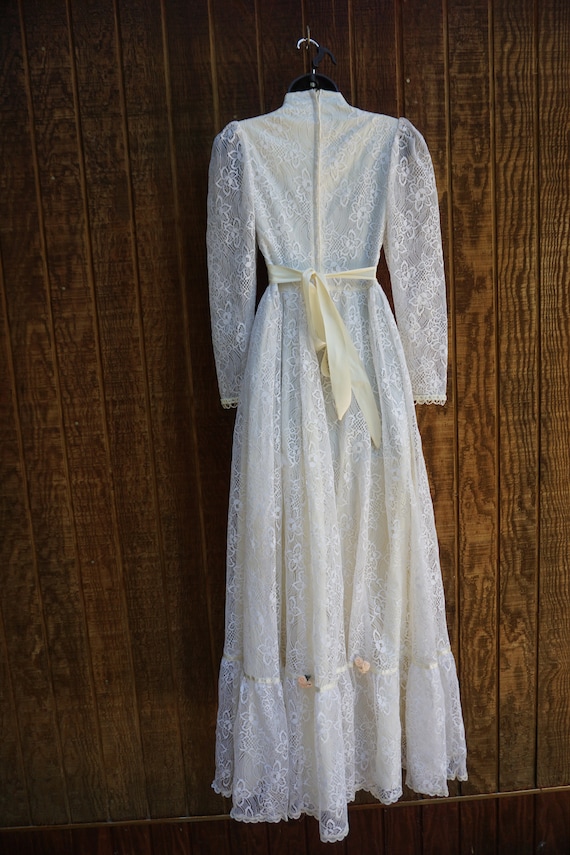 Gunne sax style white lace dress gown prairie dre… - image 8