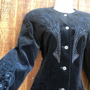 Escada vintage black velvety beaded jacket size 36 80s 90s 1980s 1990s