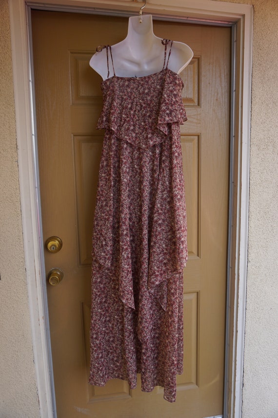 Vintage sheer floral layered dress size 9/10 medi… - image 6