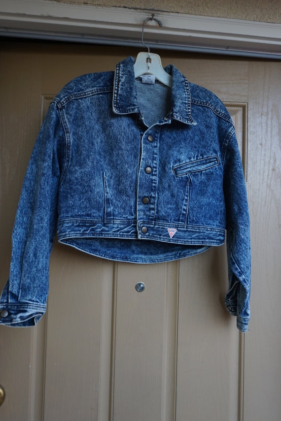 Cropped Guess denim jean jacket 1990s 90s vintage… - image 7