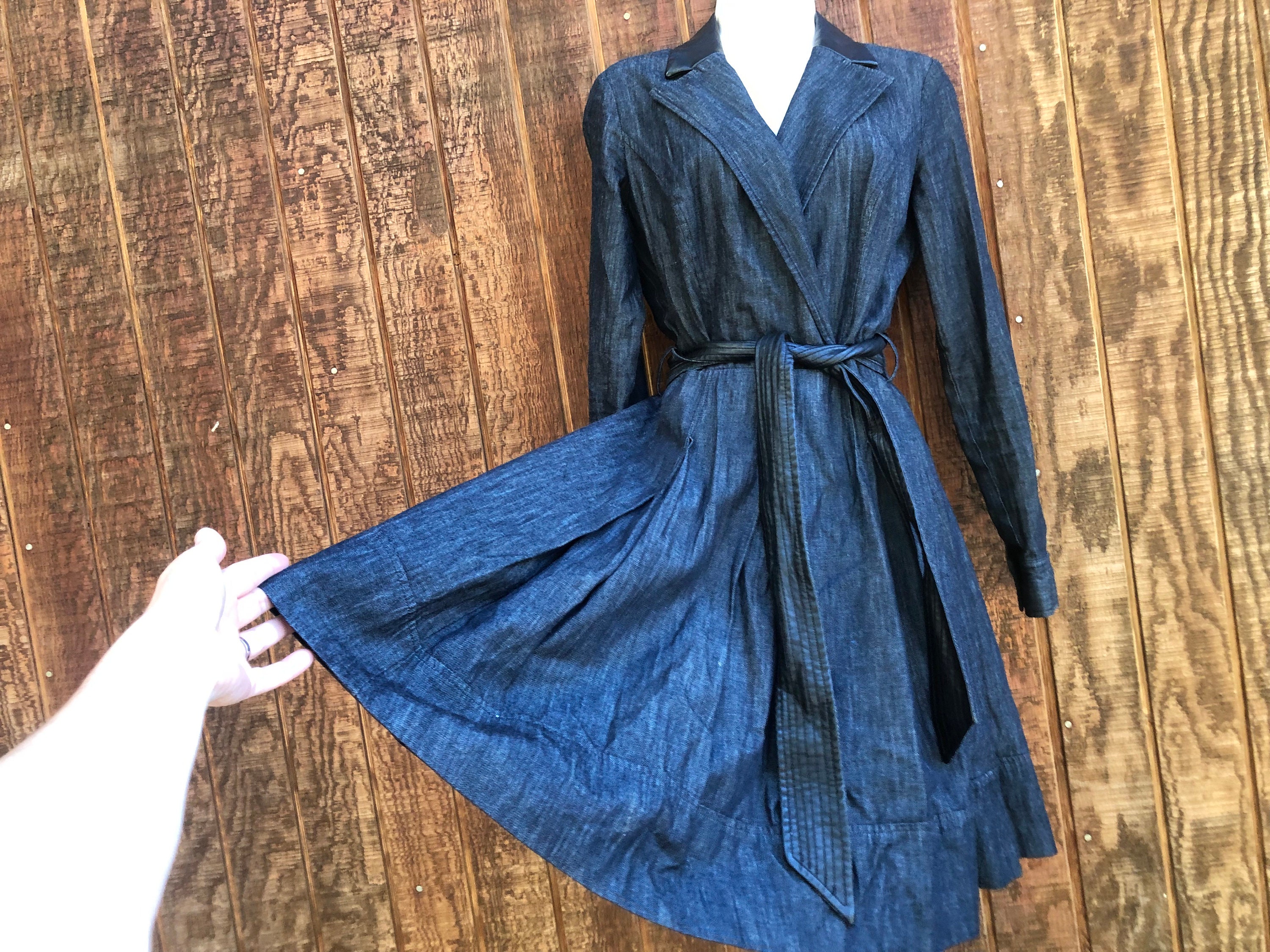 Lauren Ralph Lauren Size 4 Denim Wrap Dress Short Belted - Etsy