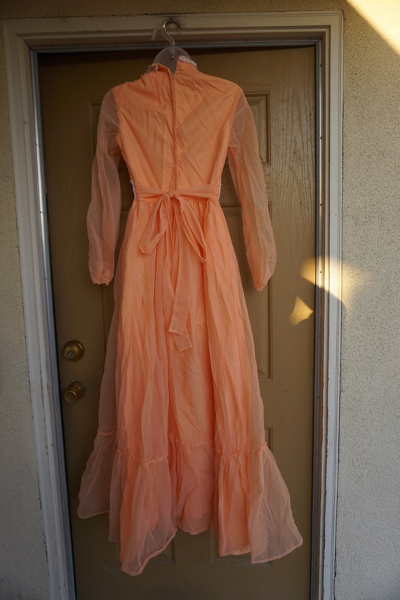 1970s vintage maxi dress size medium sheer overla… - image 7