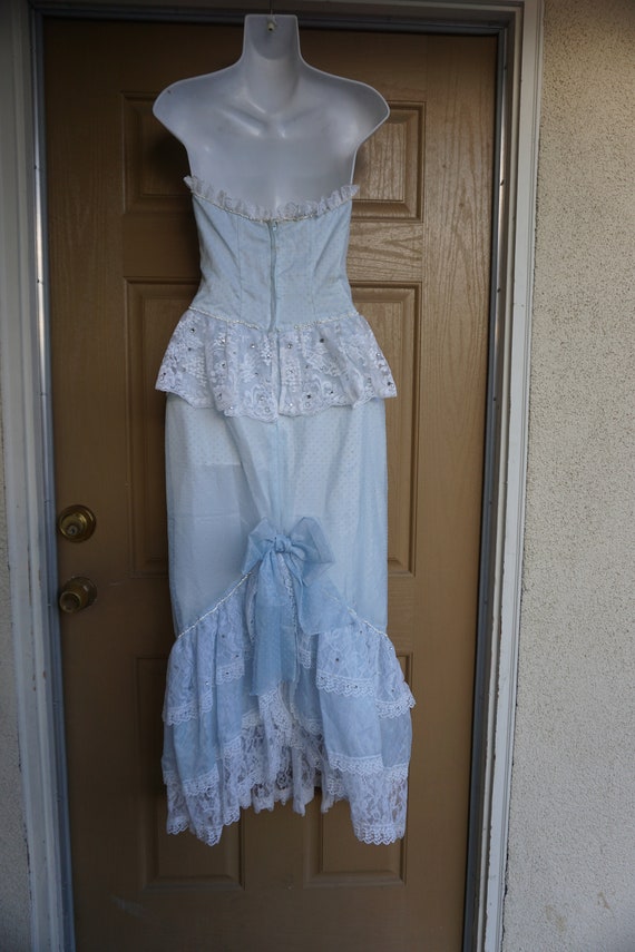 Small size 5 small baby blue white strapless part… - image 3