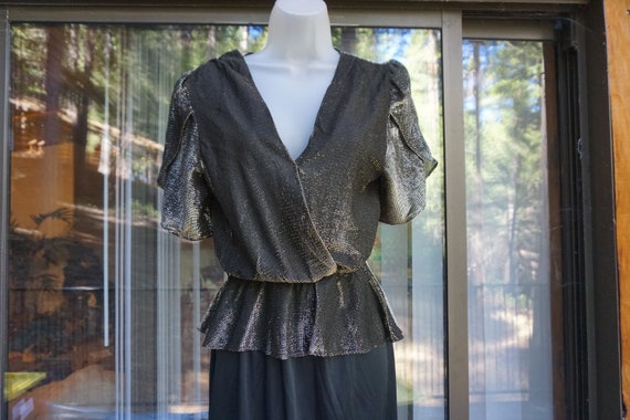 Vintage gold metallic shimmer party dress by "Jac… - image 2