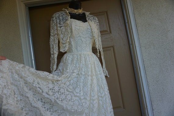 Emma Domb Dress Lace overlay 1950s - image 1