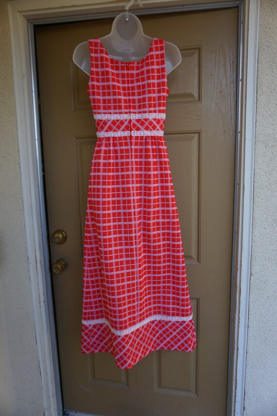 Vintage 1970s maxi dress 70s medium red sleeveless - image 6