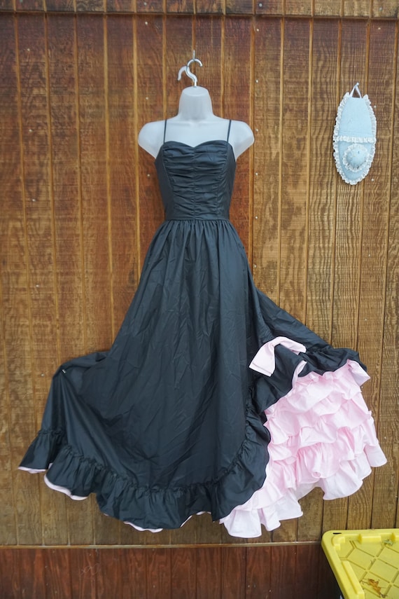 Dress Vintage 80s black and Pink Party PROM Dress… - image 3