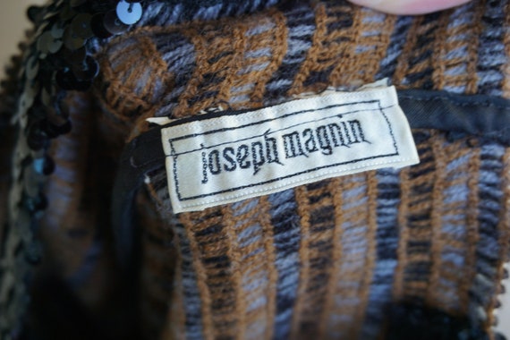 Joseph Magnin black brown and silver striped sequ… - image 10
