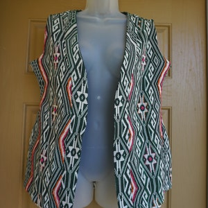 Vintage woven vest long large L  fully lined