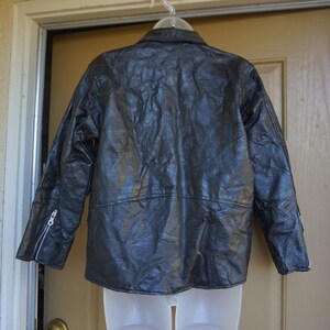 Vintage 90s black patchwork leather jacket short cropped riding motorcycle biker black image 5