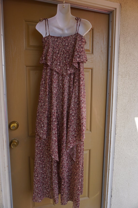 Vintage sheer floral layered dress size 9/10 medi… - image 7