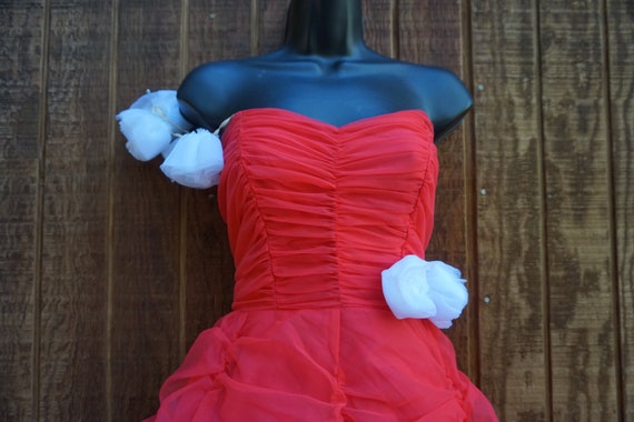 Vintage 80s 1980s "Flirtations" red prom dress go… - image 8