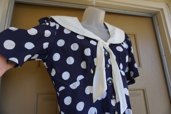 Karen Alexander 80s 90s polkadot blouse medium si… - image 1