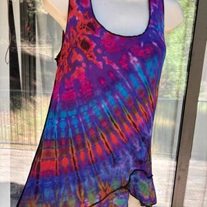 Tie dye tunic tank top summer large 1990s stretchy colorful Kathmandu image 4