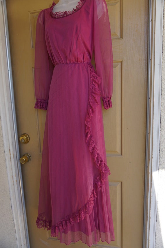 1970s vintage maxi dress medium size 9/10 sheer 7… - image 1