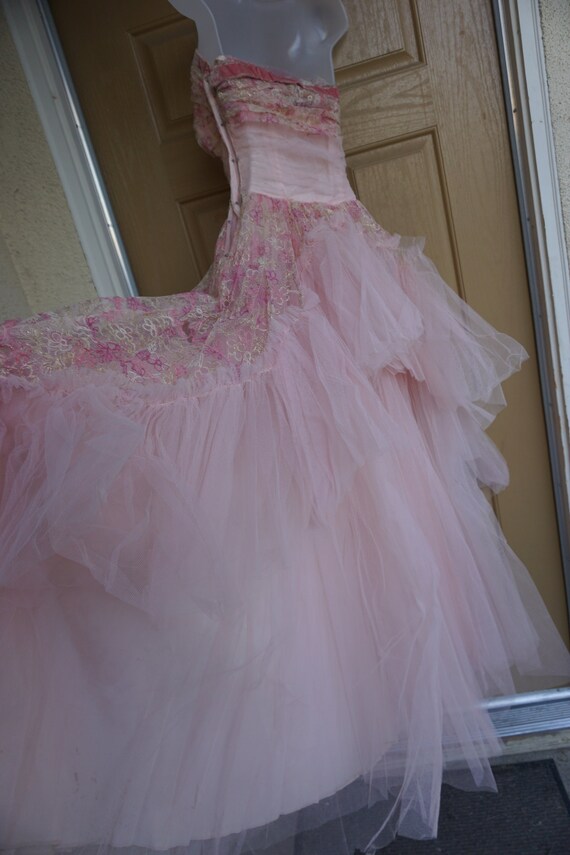 Vintage 1940s 1950s tulle prom dress by BULLOCKS … - image 3